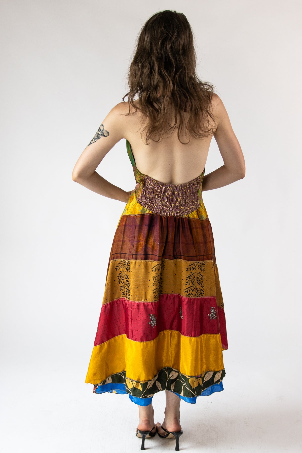 Mixed Scarf Print Maxi Dress