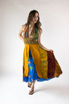 Mixed Scarf Print Maxi Dress