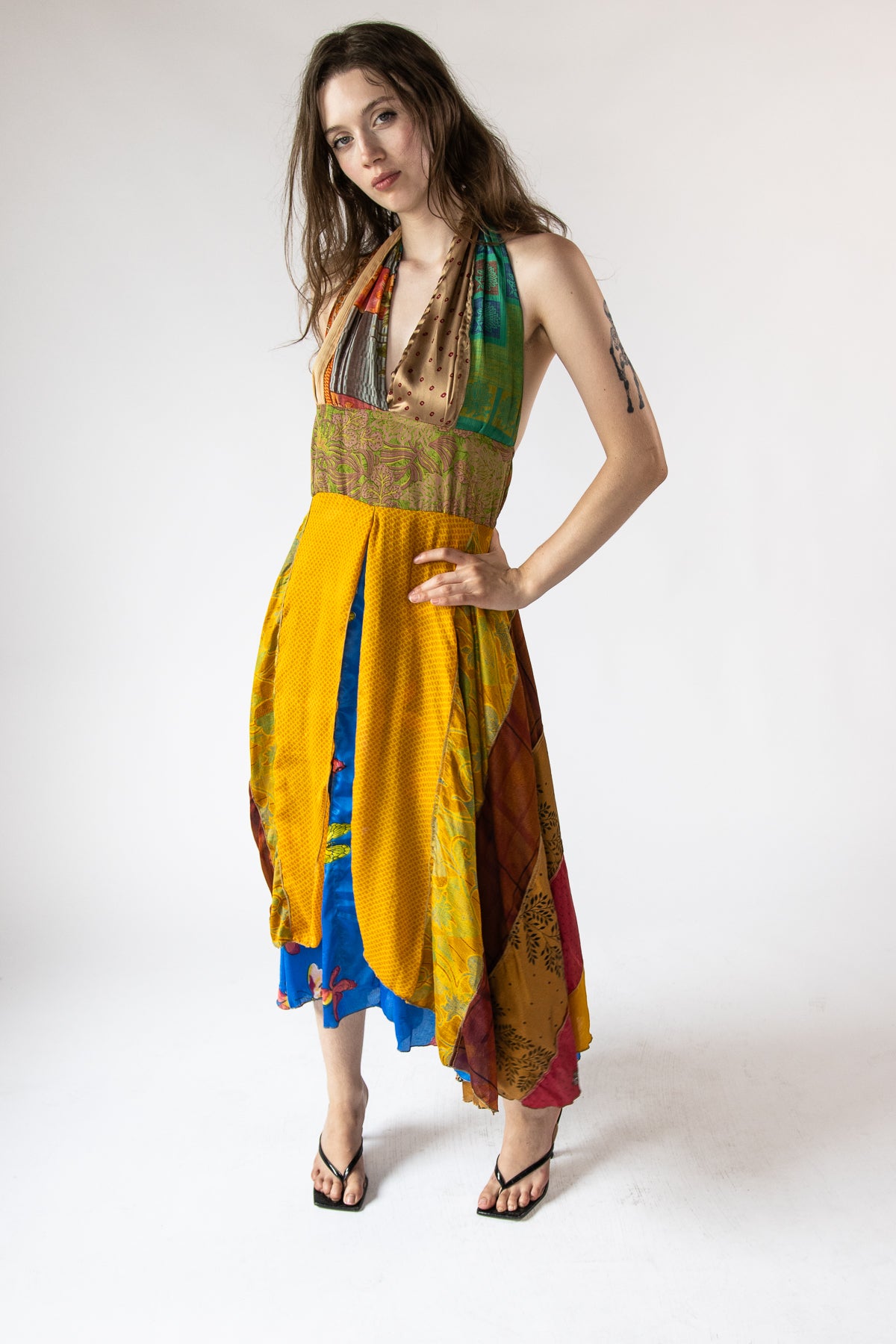 Mixed Scarf Print Maxi Dress