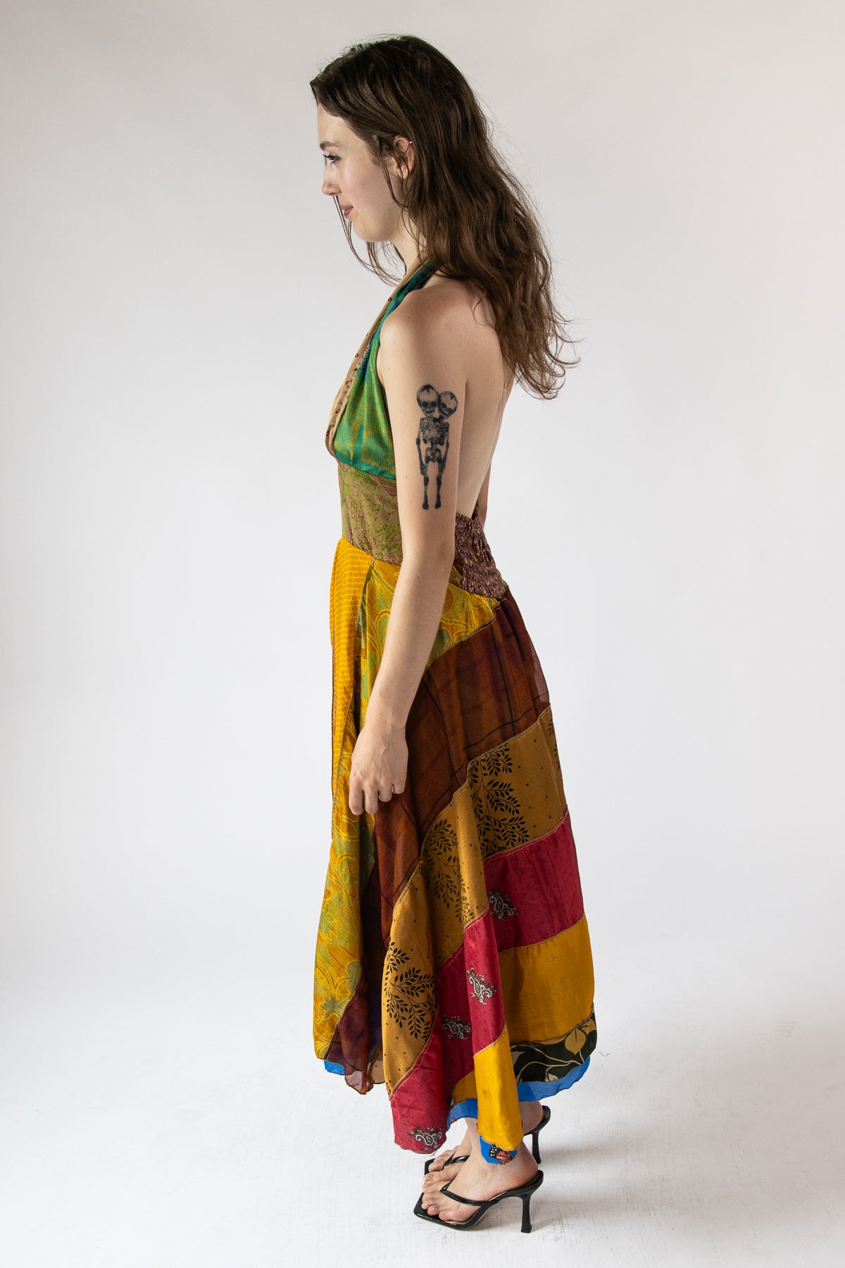 Mixed Scarf Print Maxi Dress
