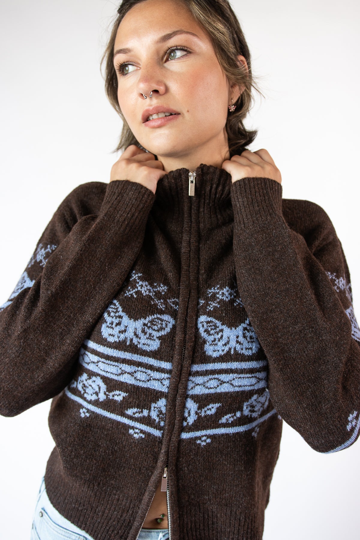 Mock Zip Fair Isle Cardigan