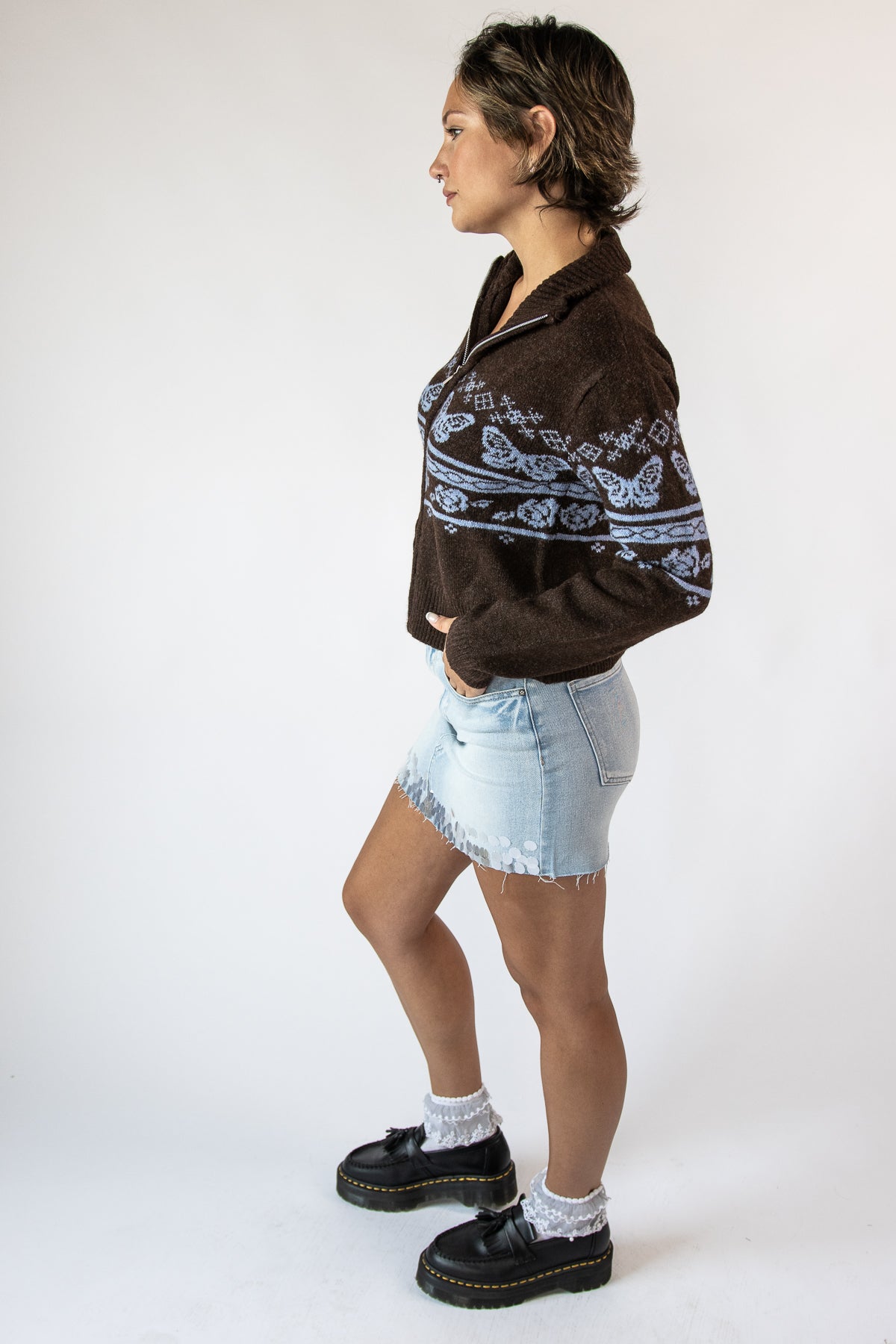 Mock Zip Fair Isle Cardigan