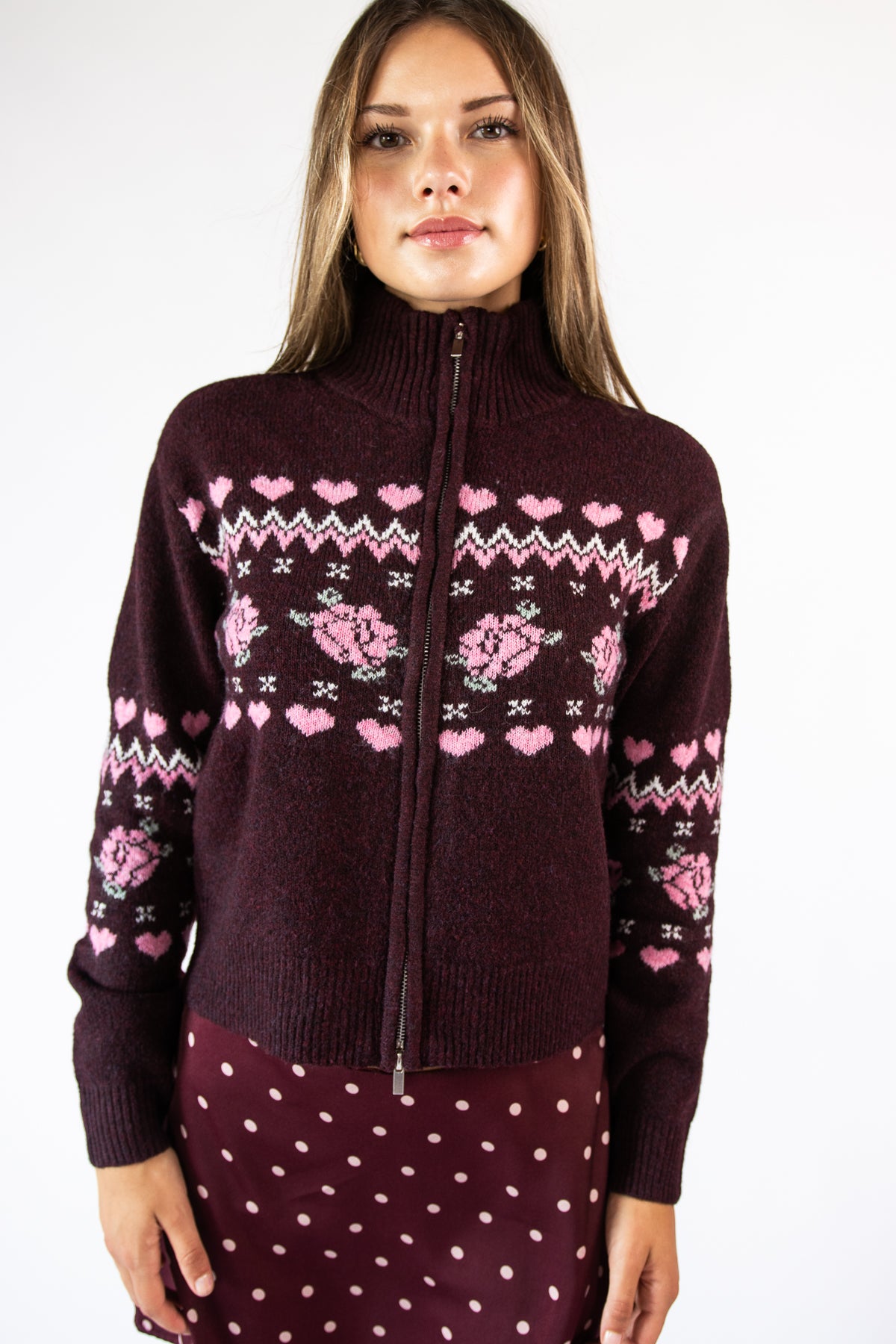 Mock Zip Fair Isle Cardigan