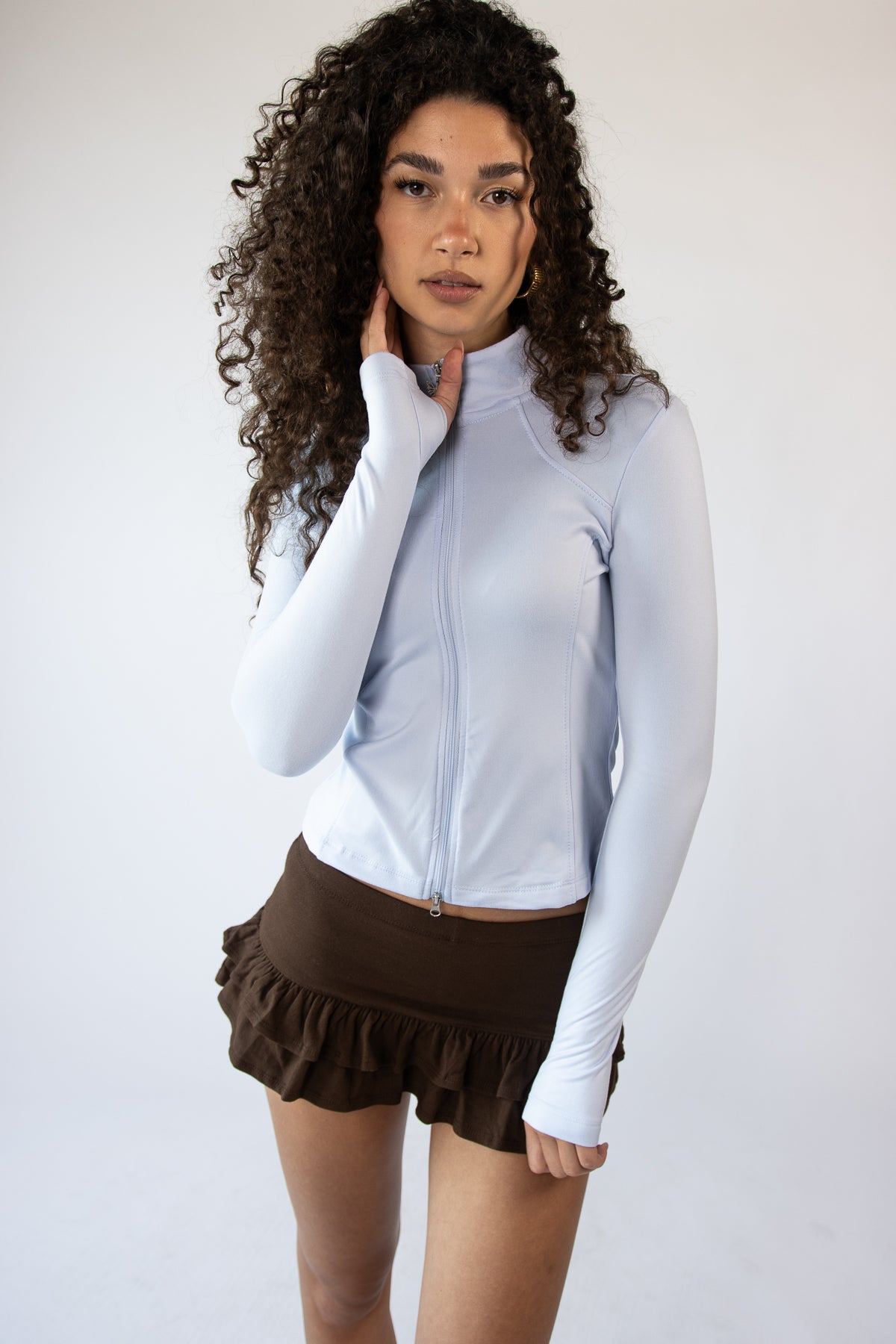 Two Way Zip Fleece Lined Top