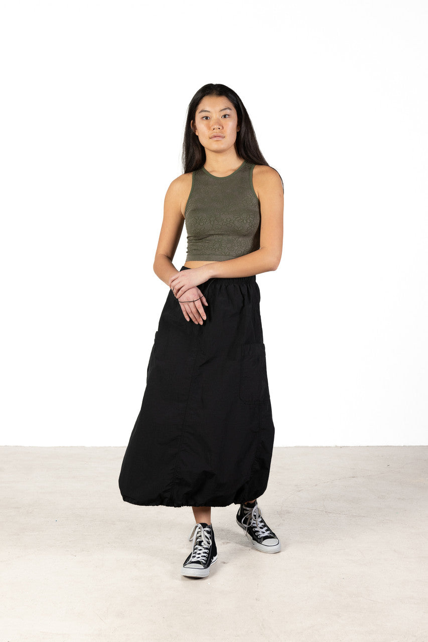 Moss Green Floral Seamless Jacquard Tank