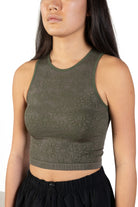 Moss Green Floral Seamless Jacquard Tank