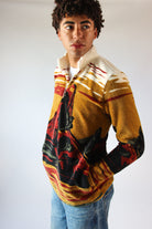 Mountain Landscape Plush Quarter Zip Sweater