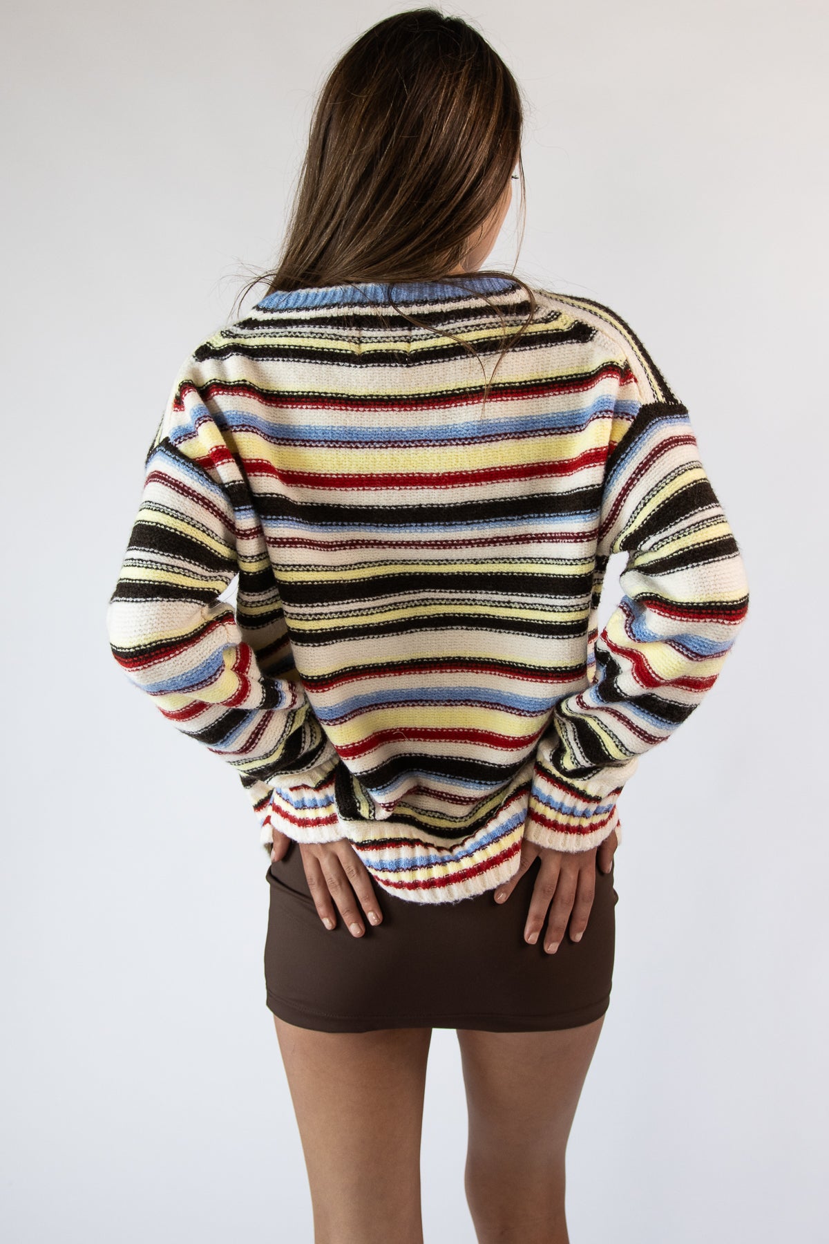 Multi Stripe V Neck