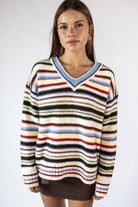 Multi Stripe V Neck