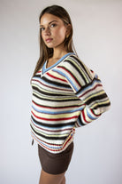 Multi Stripe V Neck