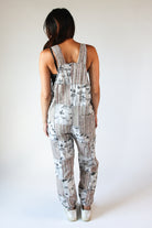 Gray Mushroom Butterfly Patchwork Overalls