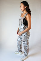 Gray Mushroom Butterfly Patchwork Overalls