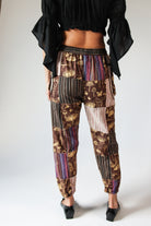 Brown Mushroom Stripe Pocket Patchwork Joggers