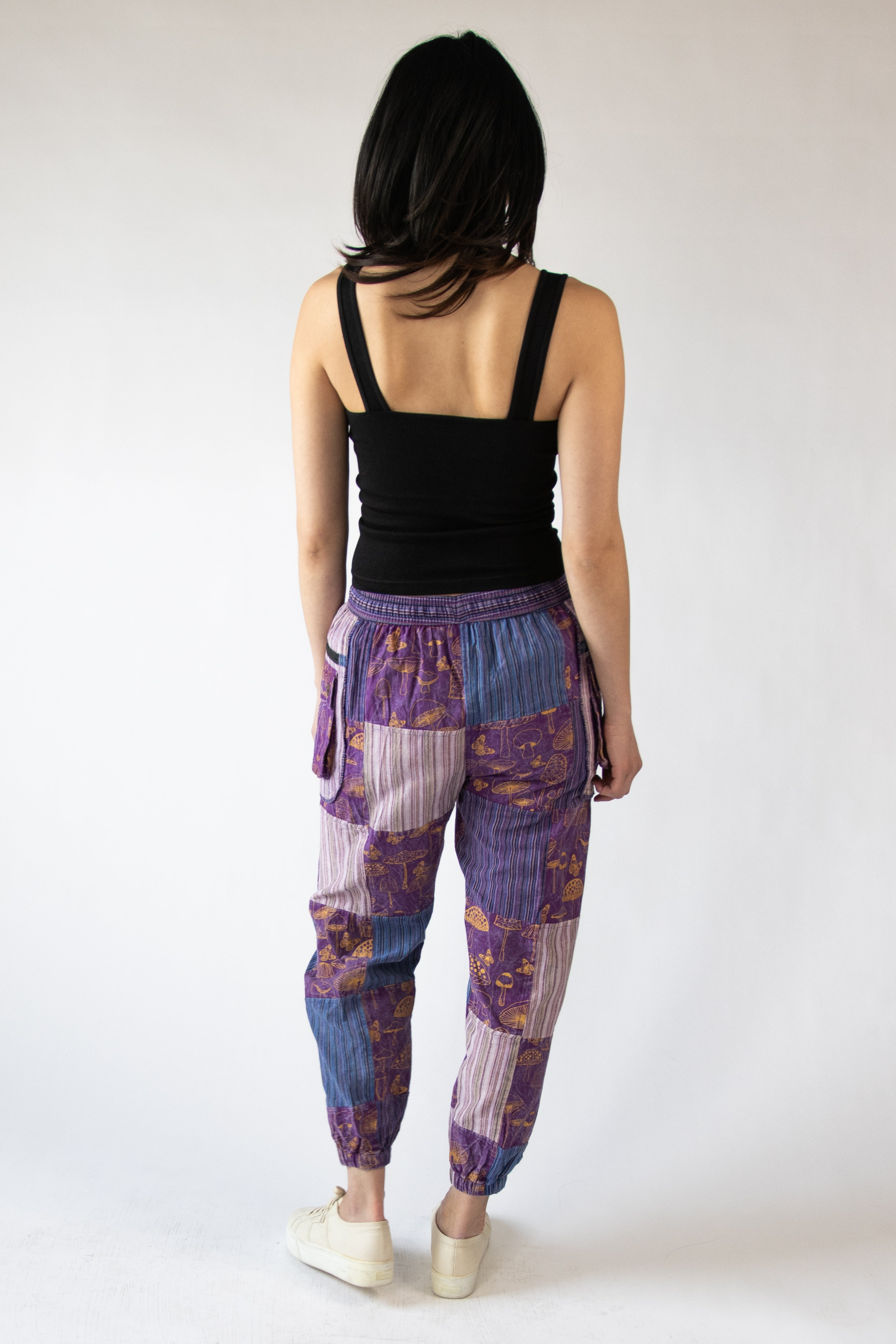 Mushroom Stripe Pocket Patchwork Joggers