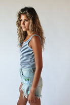 Notch Neck Striped Tank Top