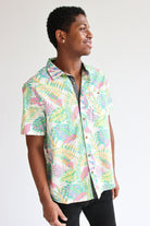 Neon Tropical Print Button Up