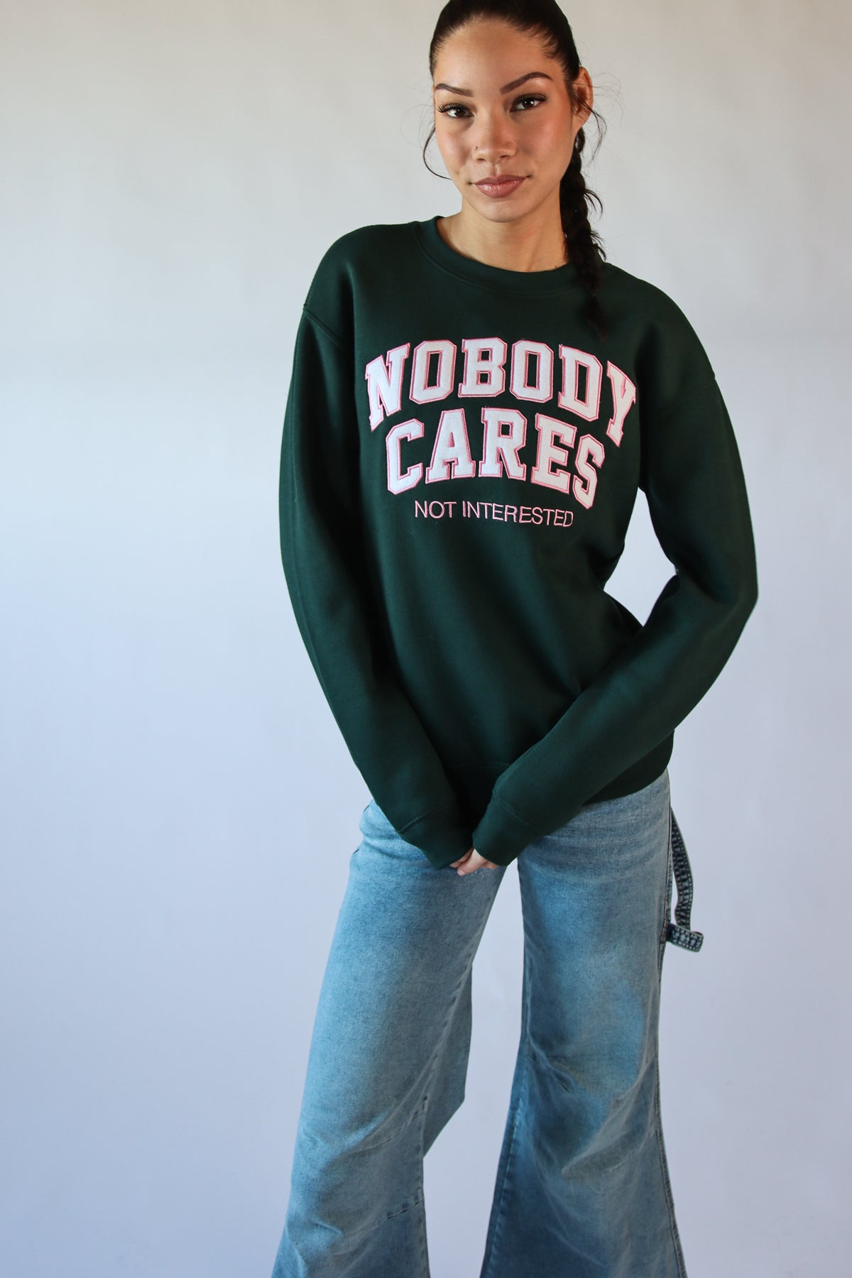 Nobody Cares Embroidered Sweatshirt