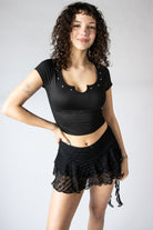 Studded Notch Neck Baby Tee