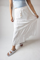 Fish Charm Beaded Tie Tiered Maxi Skirt