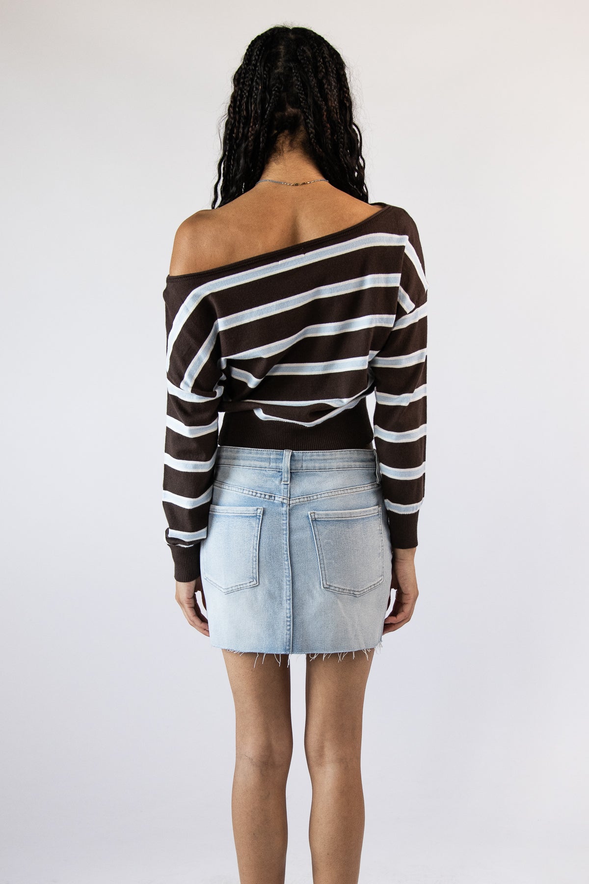 Stripe Ballet Neck Dolman Sleeve