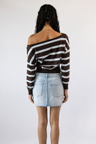 Stripe Ballet Neck Dolman Sleeve
