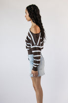 Stripe Ballet Neck Dolman Sleeve