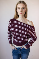 Stripe Ballet Neck Dolman Sleeve