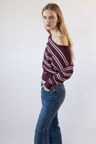 Stripe Ballet Neck Dolman Sleeve