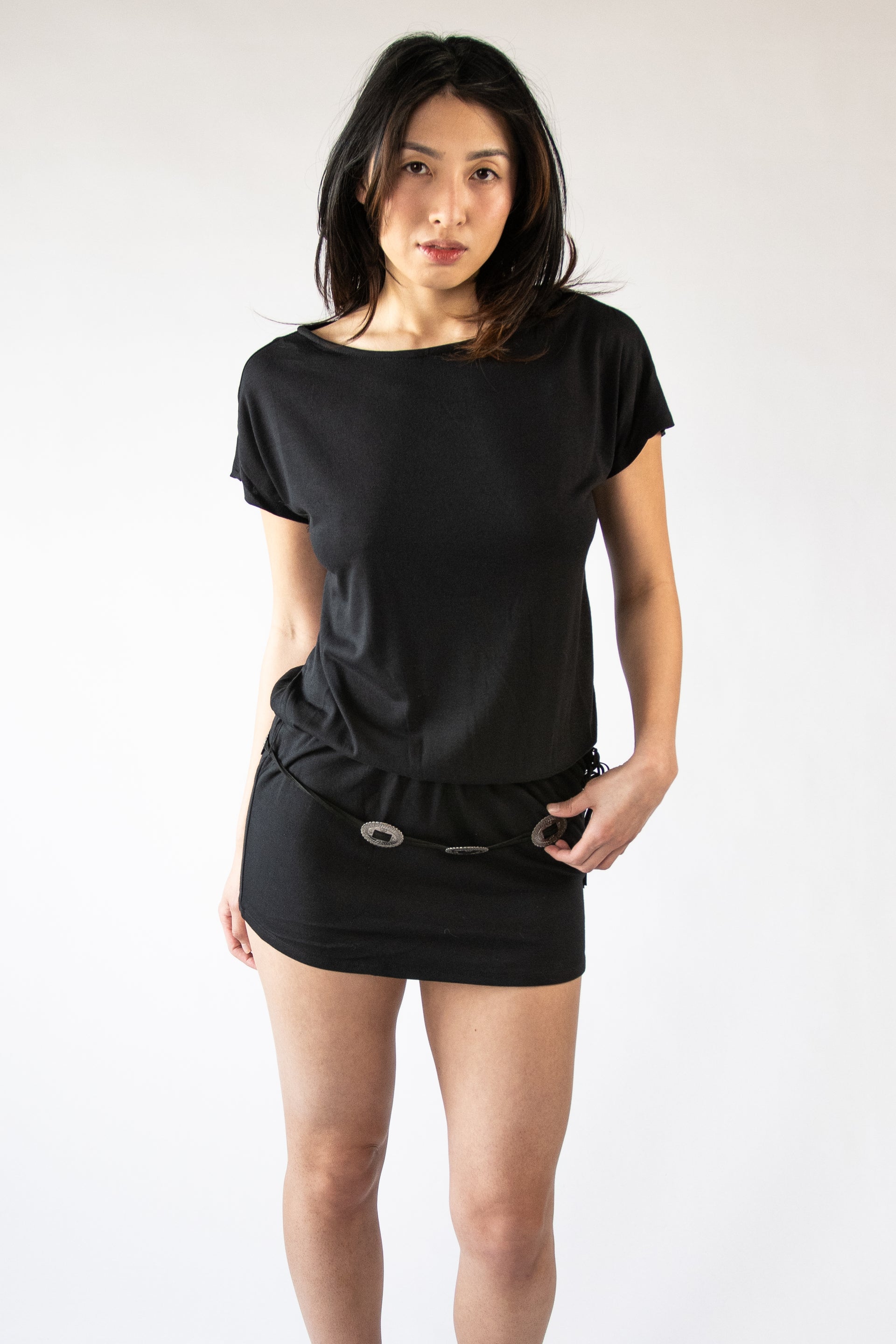 black mini western dress Black Studded Western Shirt Mini Dress Large