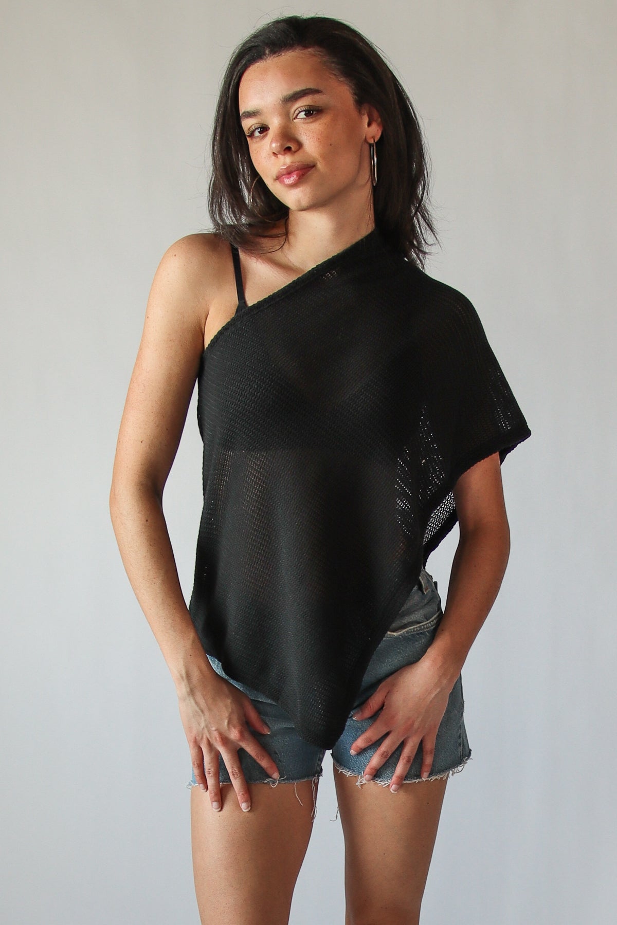 Off The Shoulder Knit Poncho