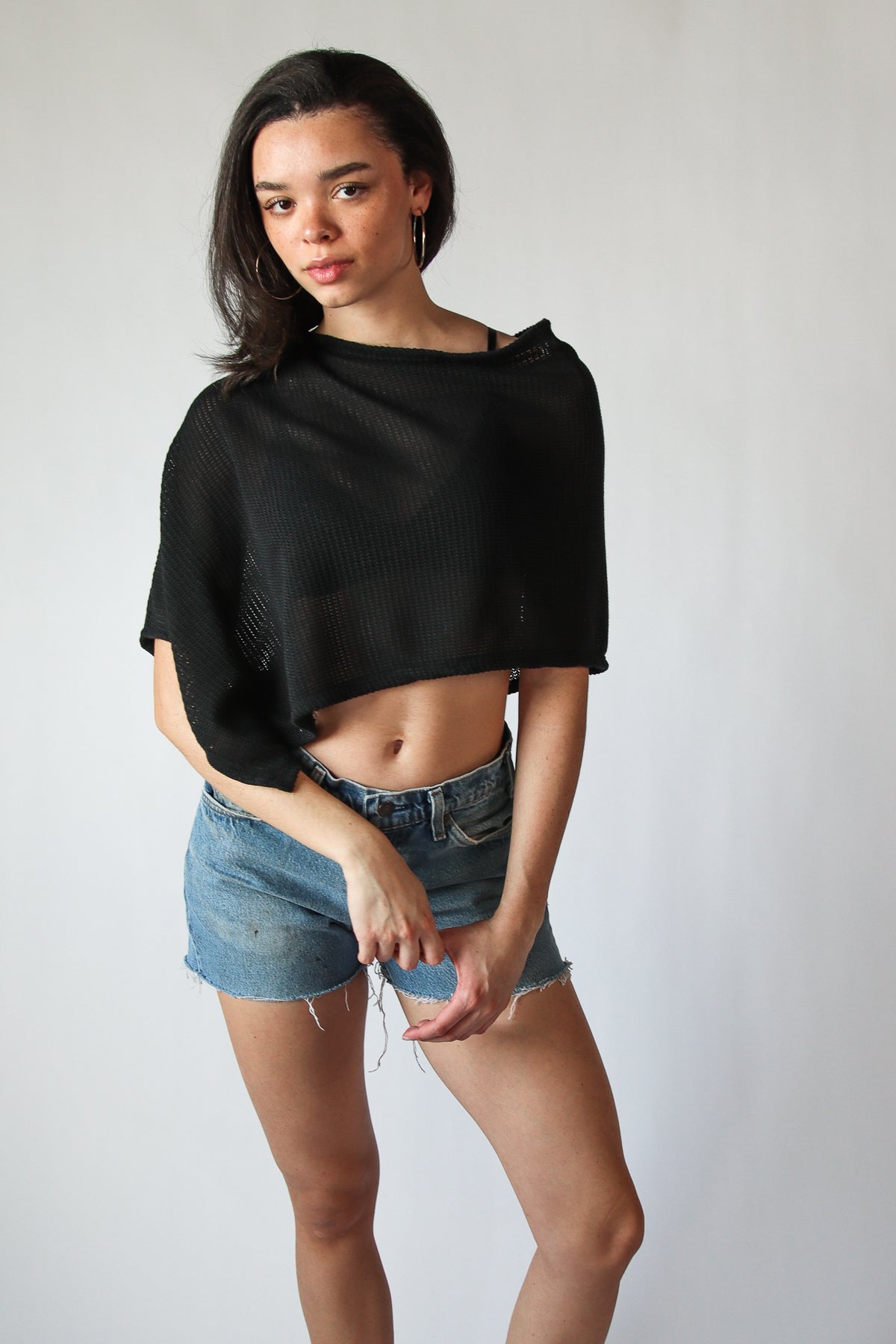 Off The Shoulder Knit Poncho