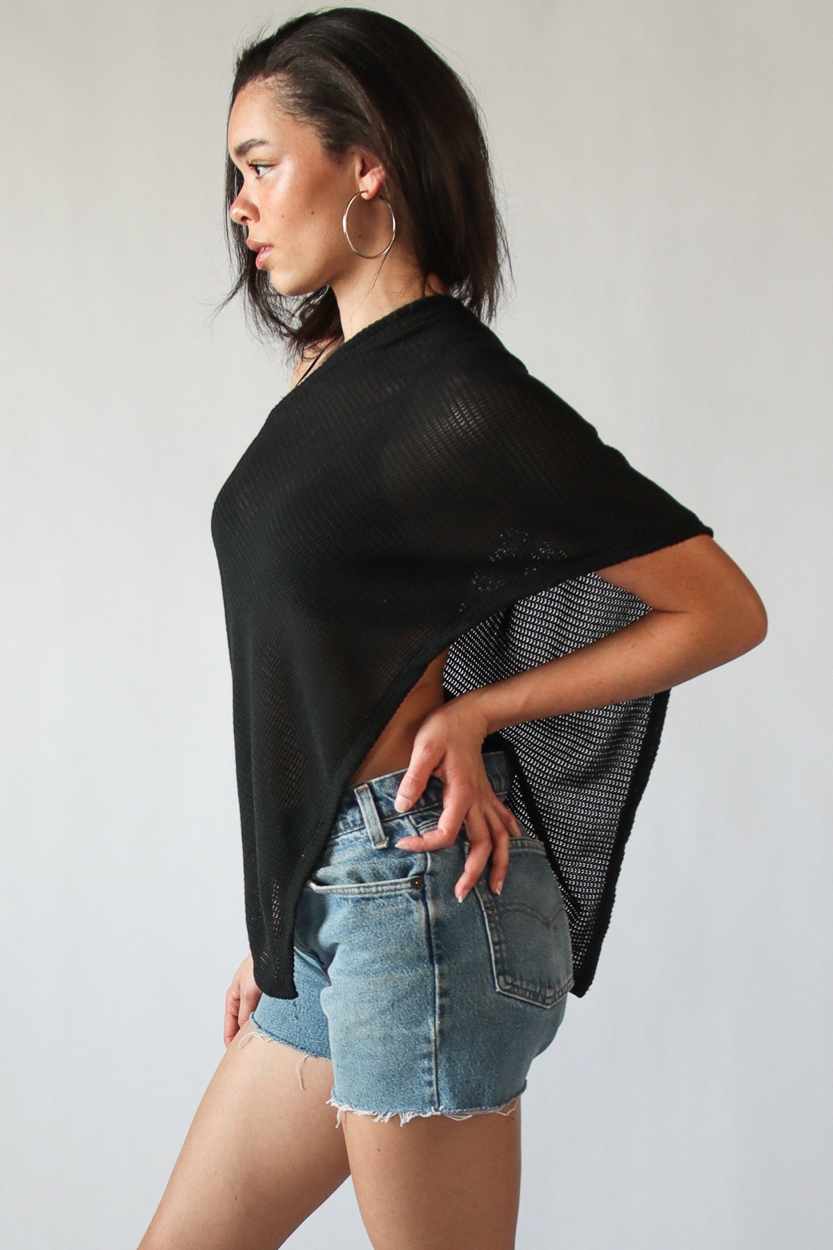 Off The Shoulder Knit Poncho