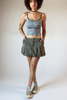 Olive Bubble Hem Skirt