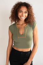 Sporty Notch Neck Seamless Tee