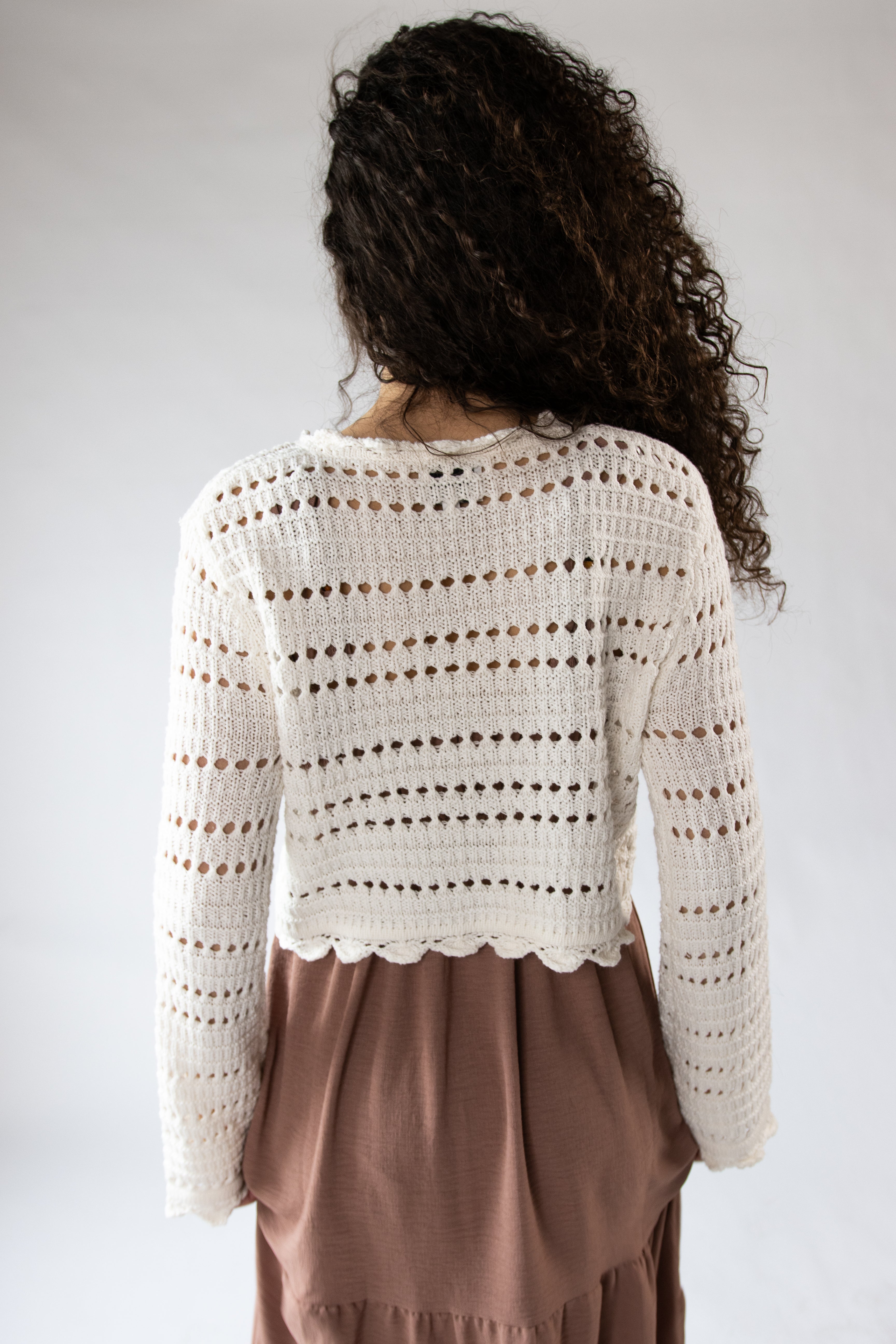 Open Knit Tie Front Cardigan