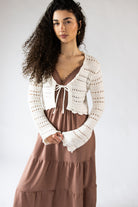 Open Knit Tie Front Cardigan