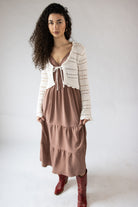 Open Knit Tie Front Cardigan