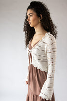 Open Knit Tie Front Cardigan
