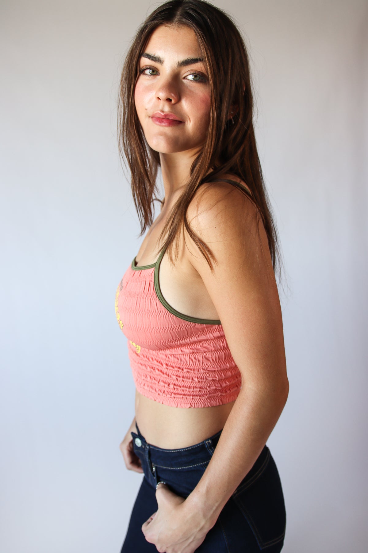 Organic Oranges Shirred Tank Top