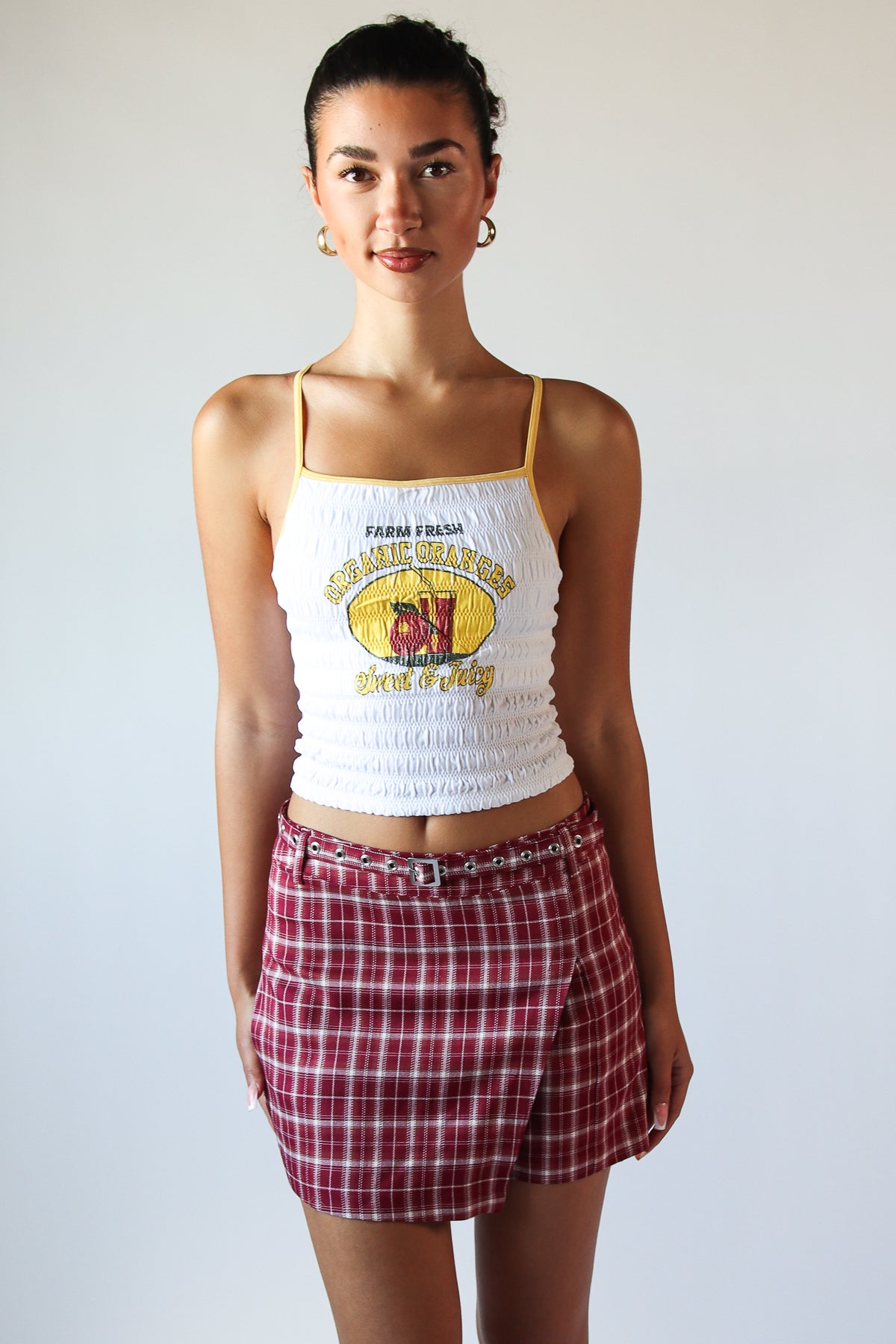 Organic Oranges Shirred Tank Top