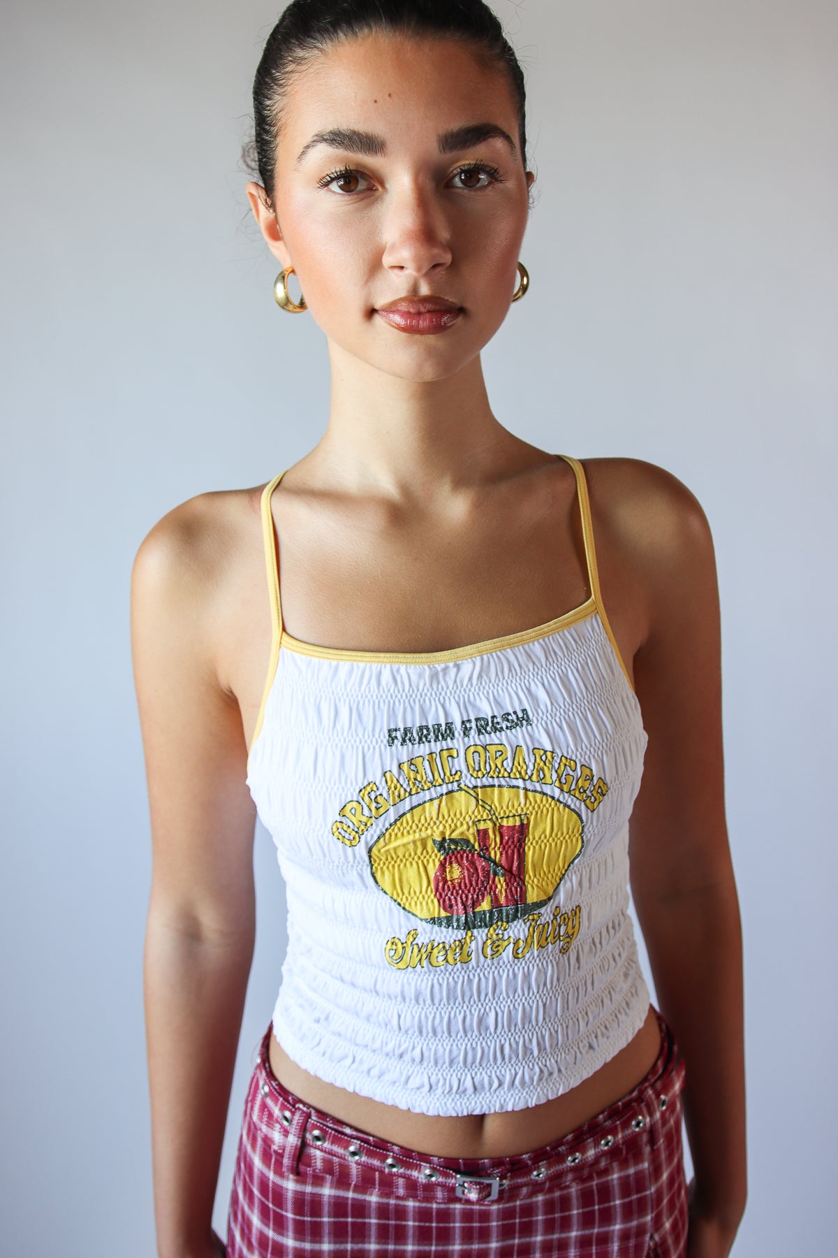 Organic Oranges Shirred Tank Top