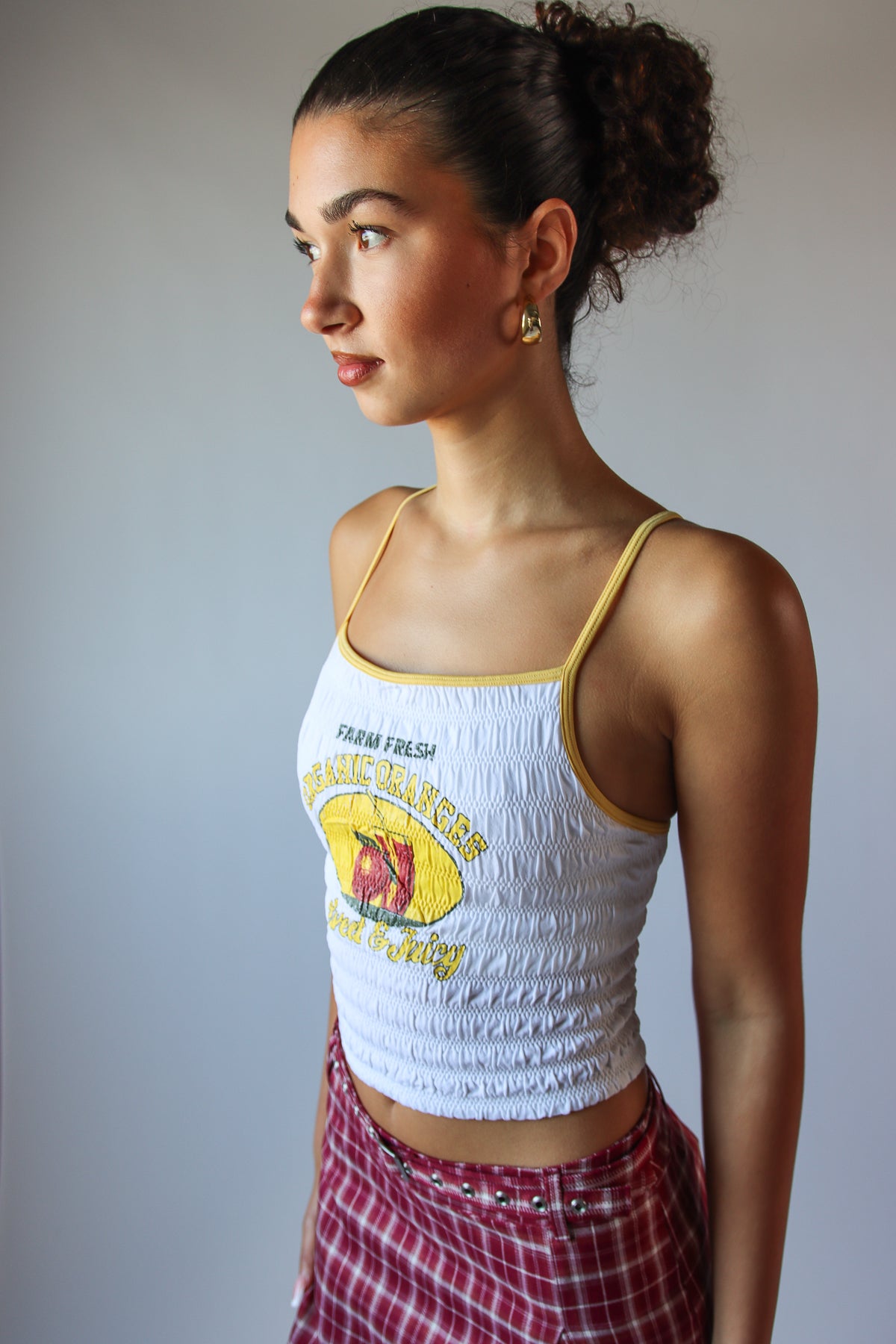 Organic Oranges Shirred Tank Top