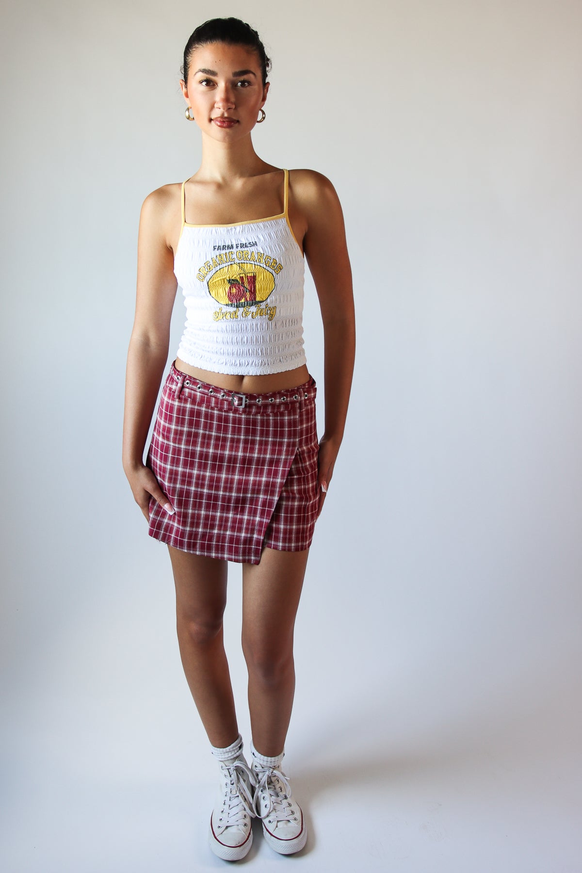 Organic Oranges Shirred Tank Top