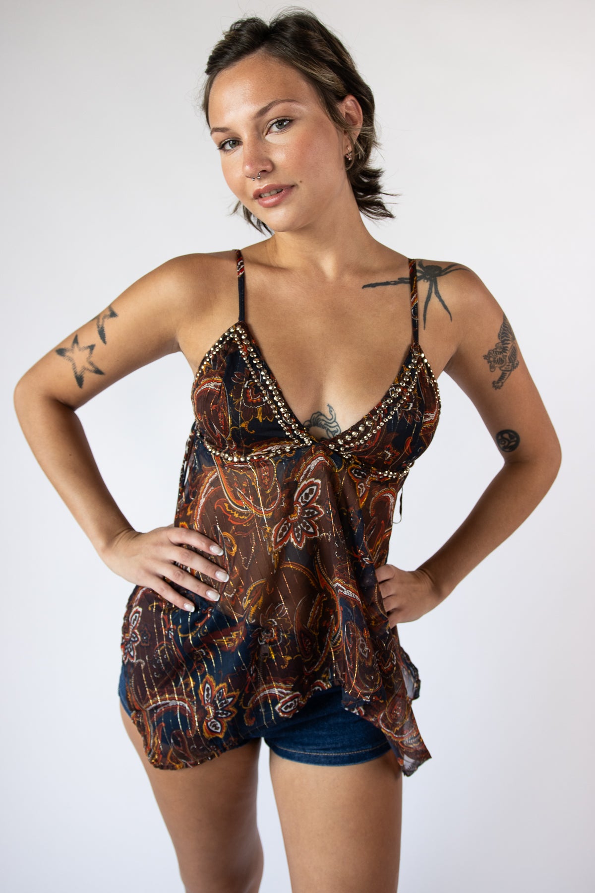 Paisly Beaded Lurex Cami