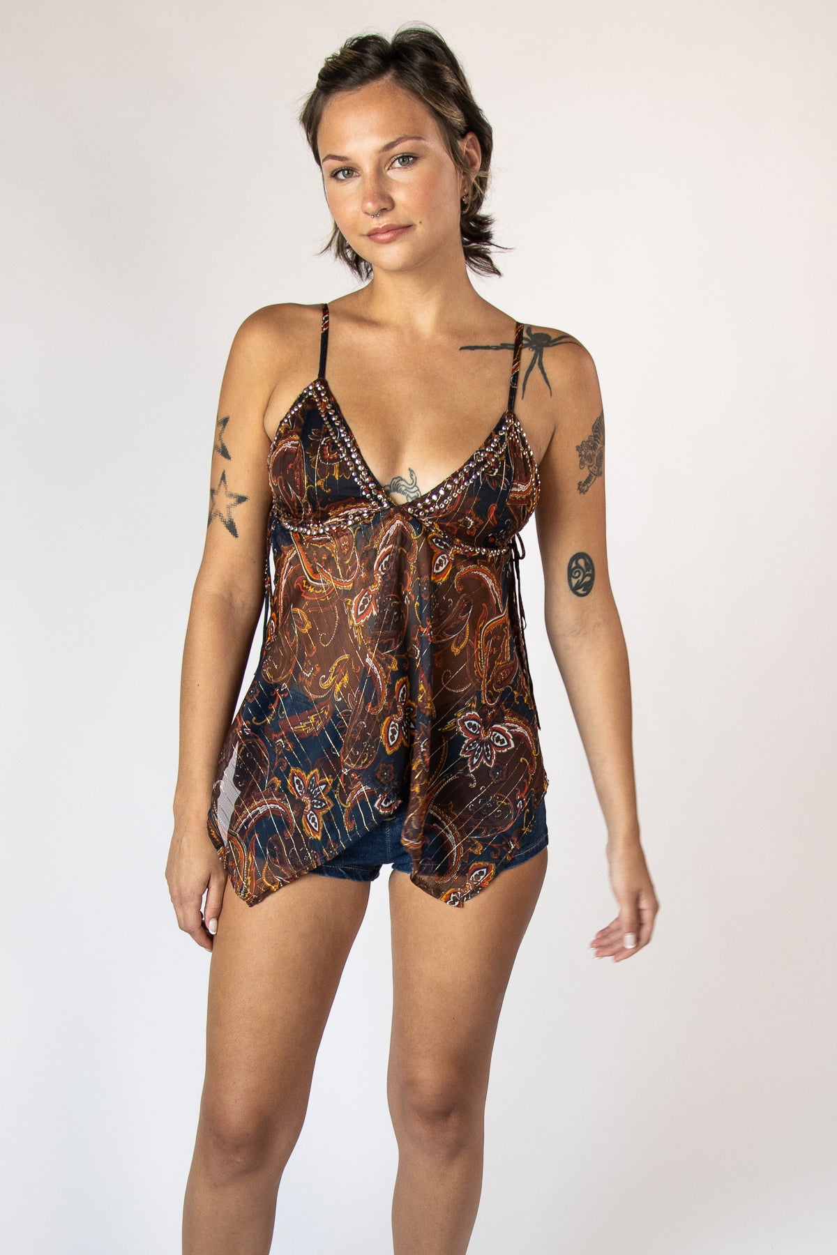 Paisly Beaded Lurex Cami