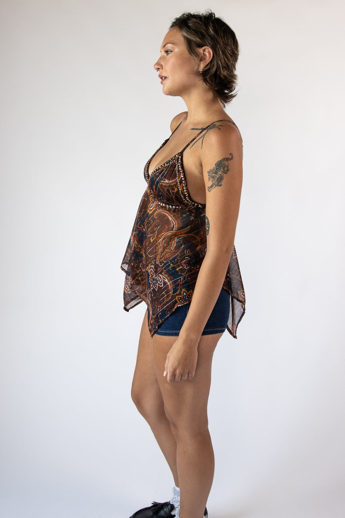 Paisly Beaded Lurex Cami