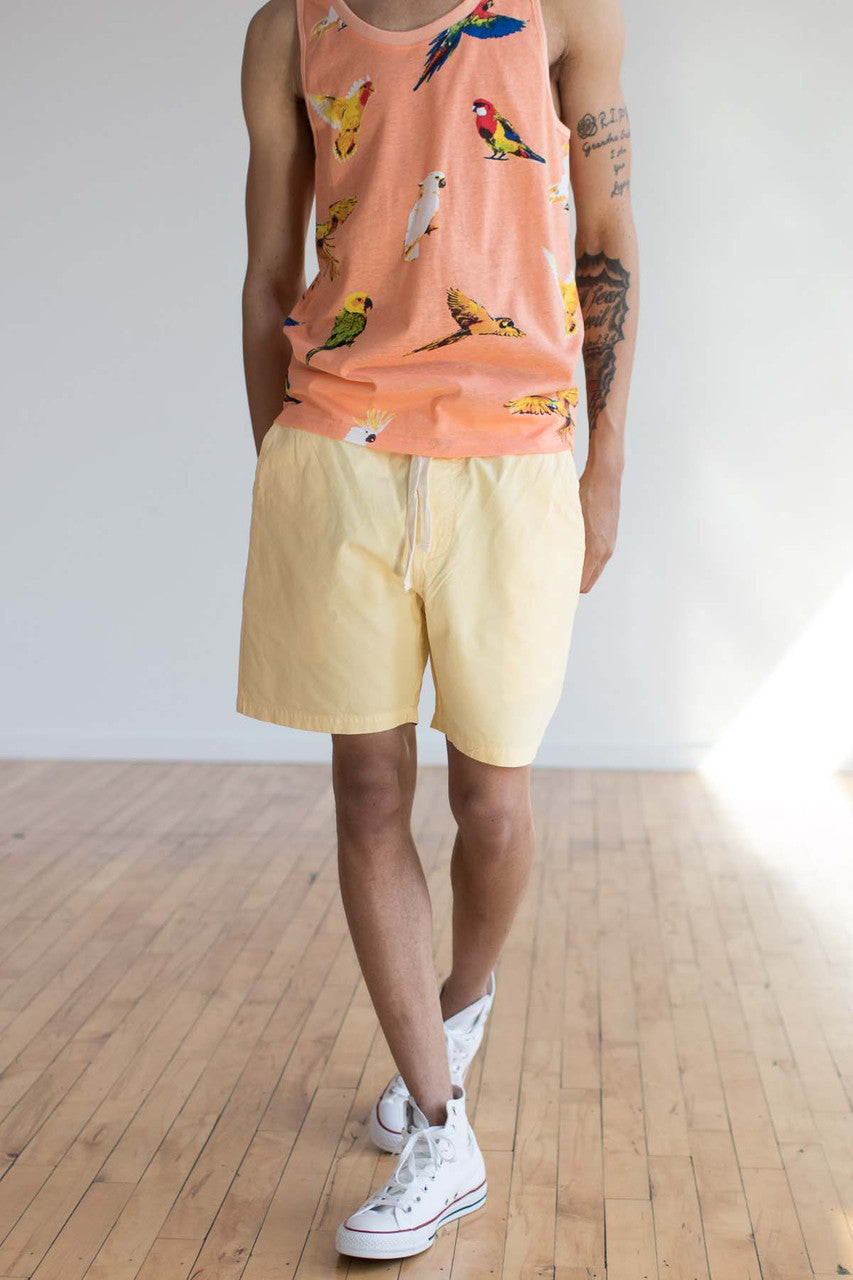 Pastel Yellow Cotton Twill Shorts