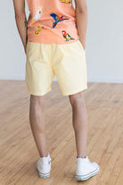 Pastel Yellow Cotton Twill Shorts