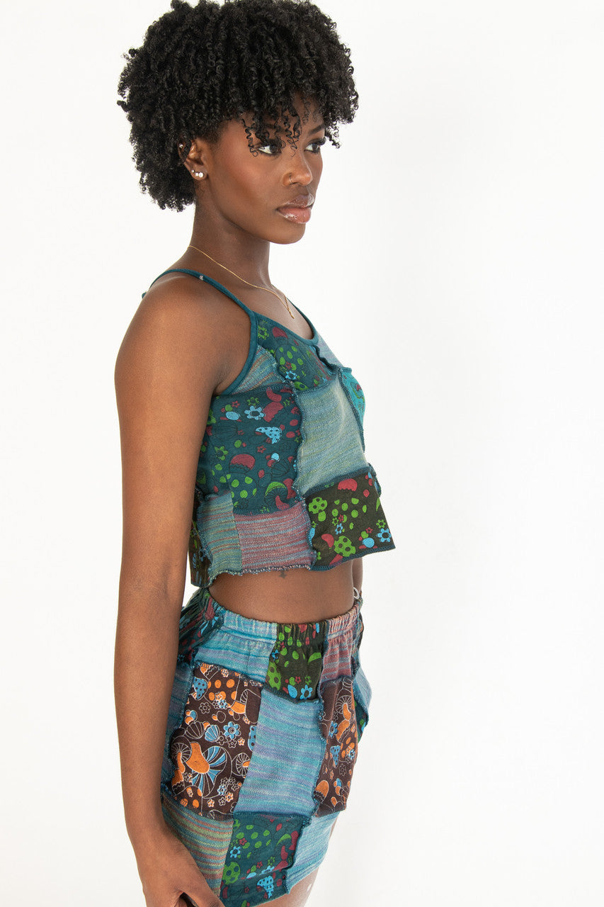 Knit Patchwork Crop Tank