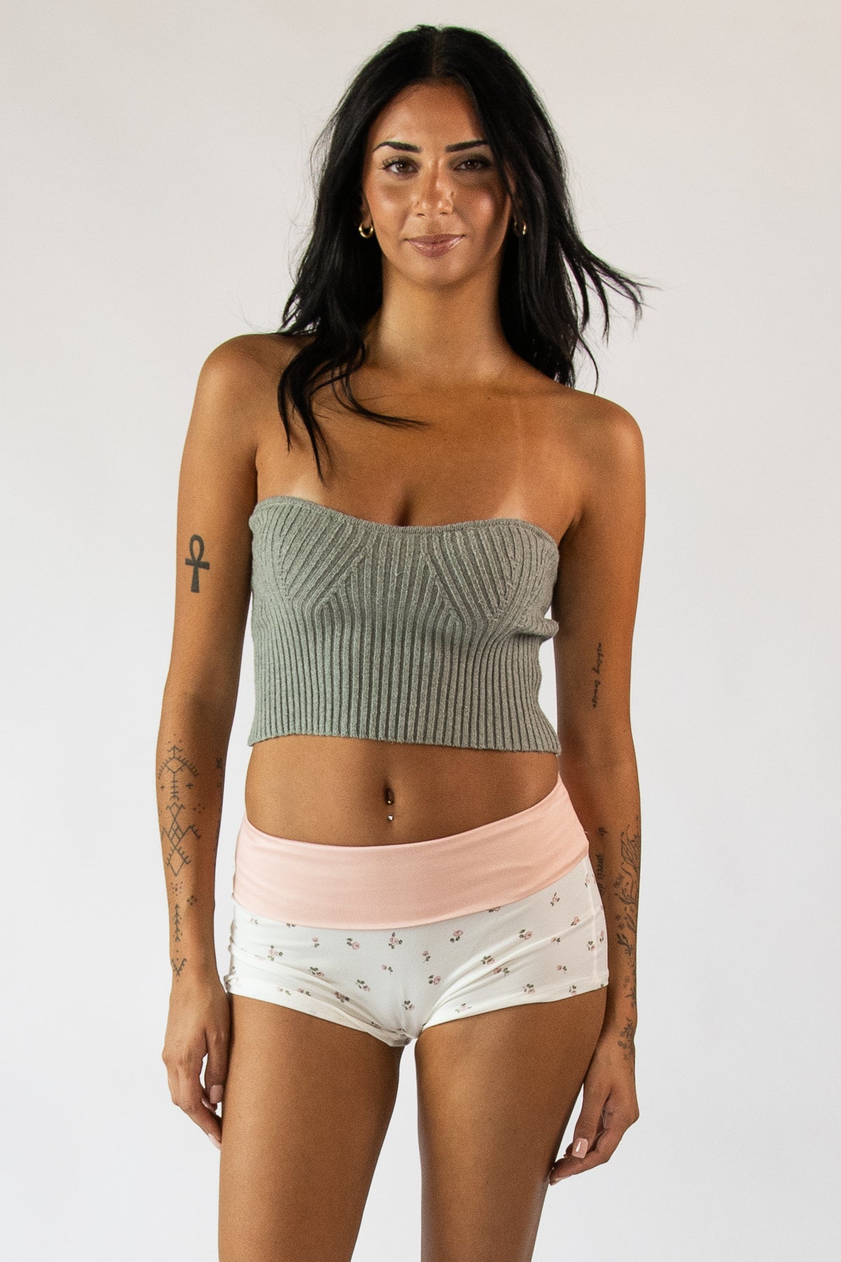 Patterned Fold Over Shorts